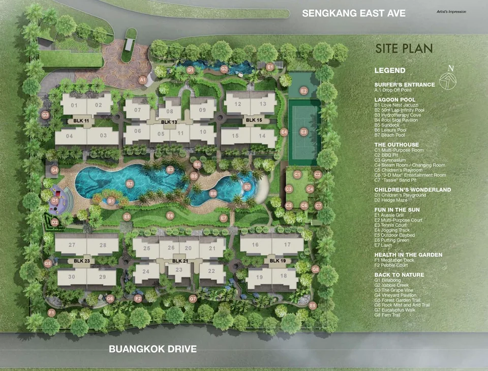 Site plan of Austville Residences in Singapore