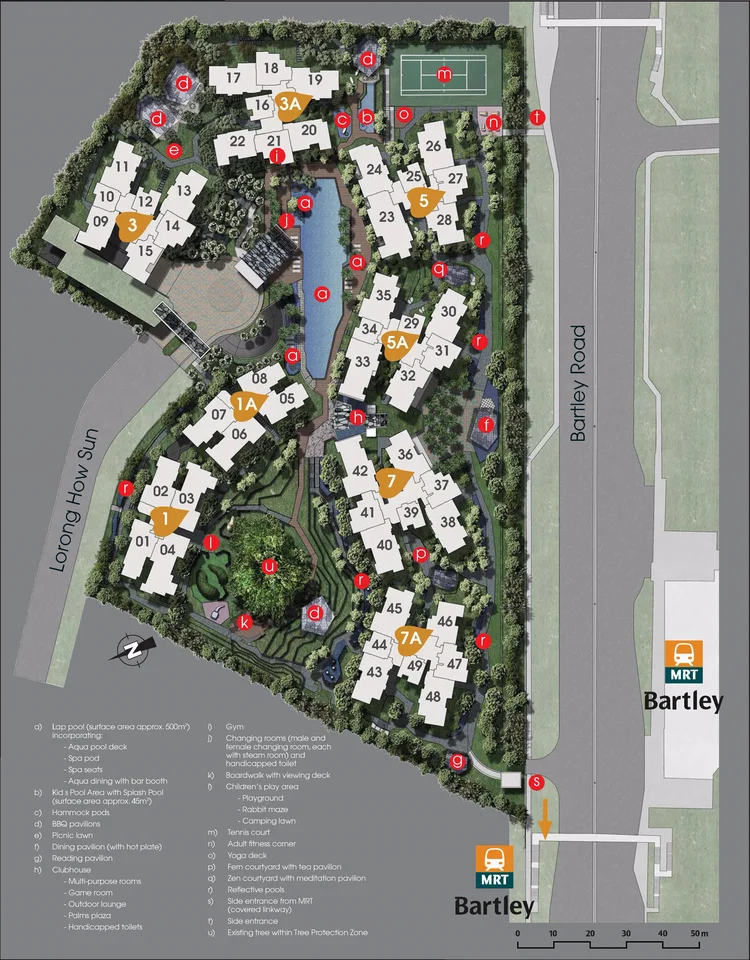 Site plan of Bartley Residences in Singapore