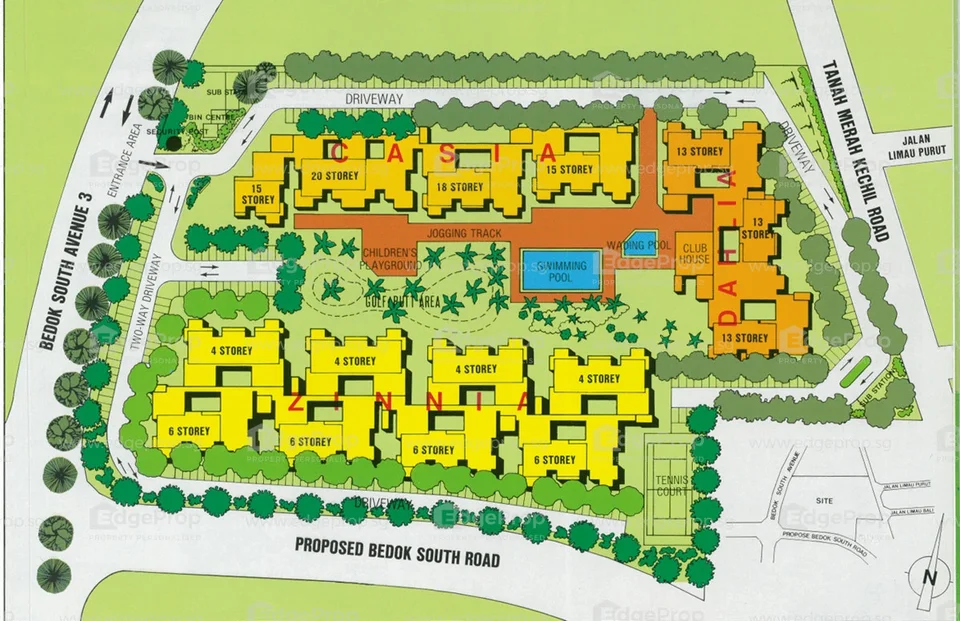 Site plan of Bedok Court in Singapore
