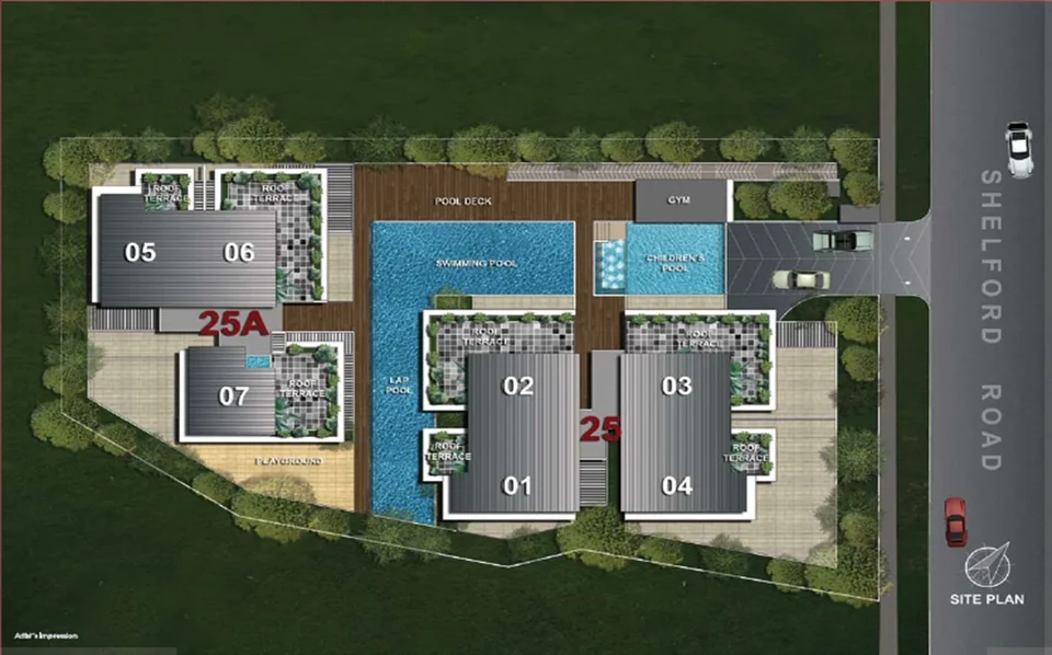 Site plan of D'Chateau @SHELFORD in Singapore