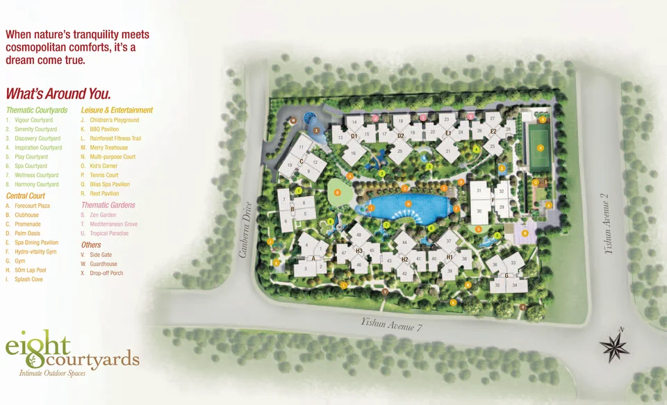 Site plan of Eight Courtyards in Singapore