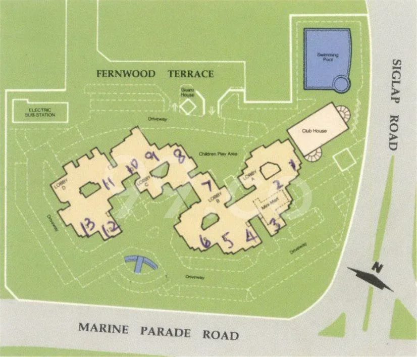 Site plan of Fernwood Towers in Singapore