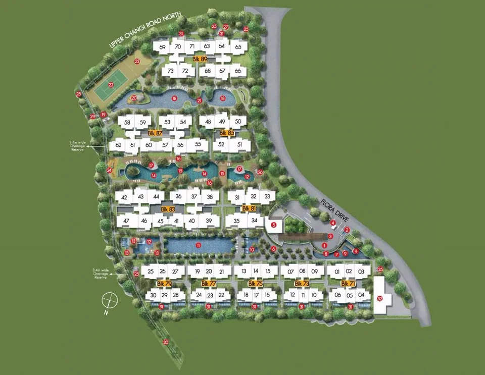 Site plan of Hedges Park Condominium in Singapore