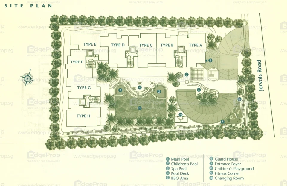 Site plan of Jervois Regency in Singapore