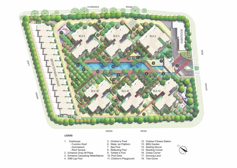 Site plan of Kovan Regency in Singapore