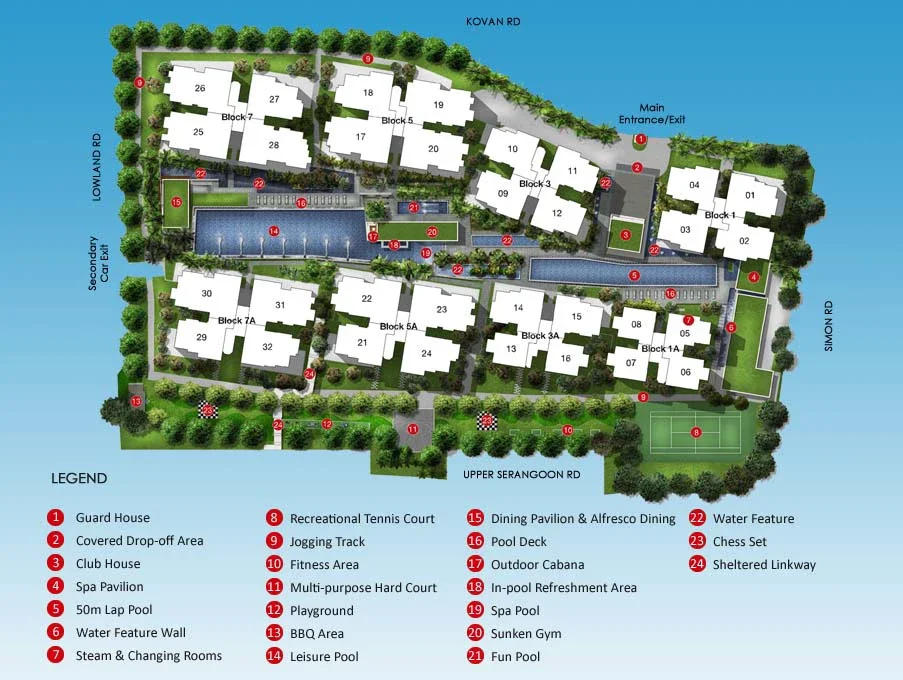 Site plan of Kovan Residences in Singapore