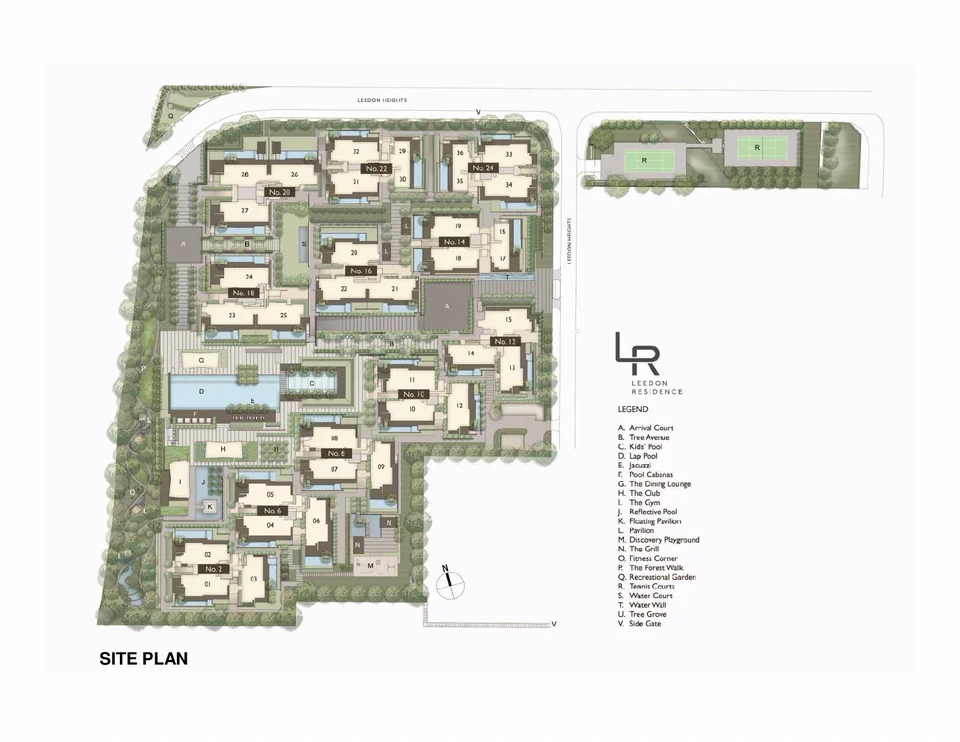 Site plan of Leedon Residence in Singapore
