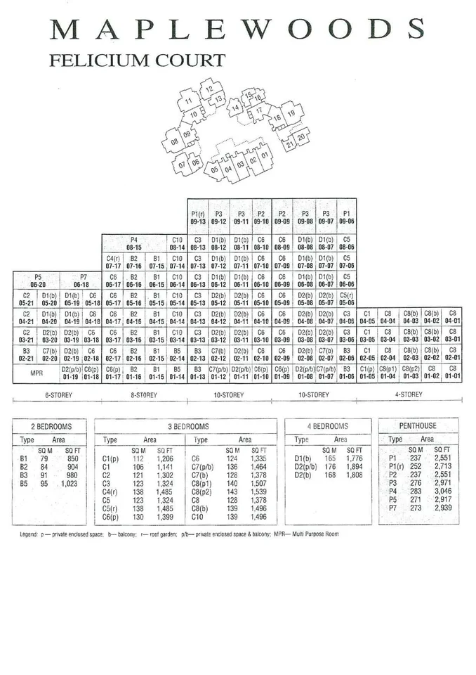 Site plan of Maple Woods in Singapore