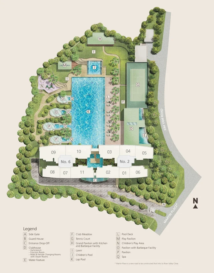 Site plan of Martin Place Residences in Singapore