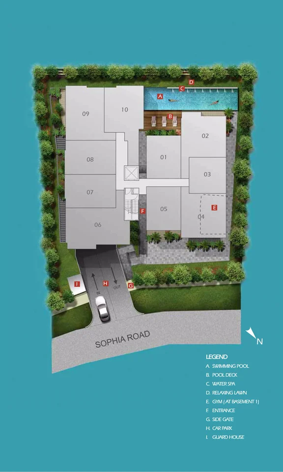 Site plan of Mount Sophia Suites in Singapore