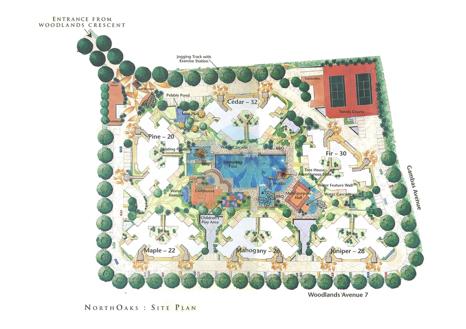 Site plan of Northoaks in Singapore
