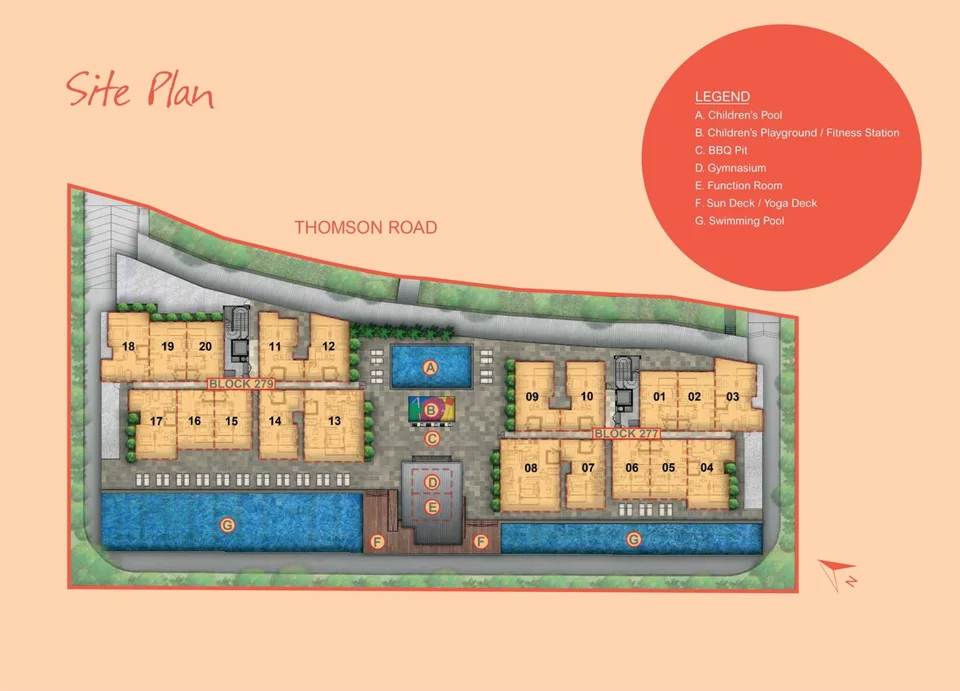 Site plan of Novena Regency in Singapore