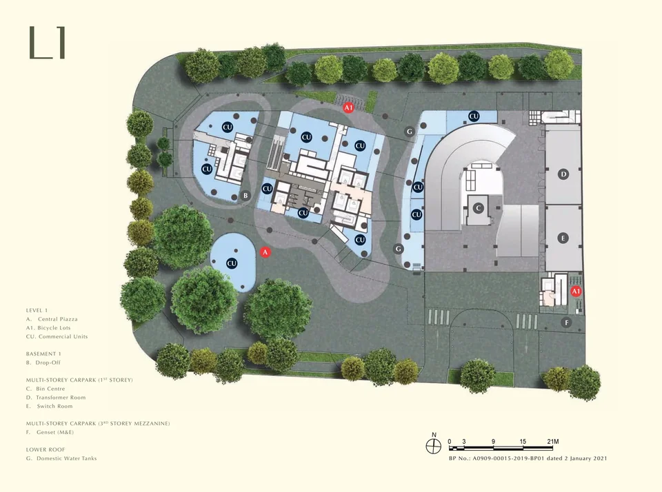 Site plan of One Bernam in Singapore