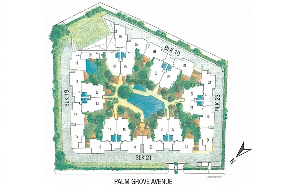 Site plan of Palm Grove Condominium in Singapore