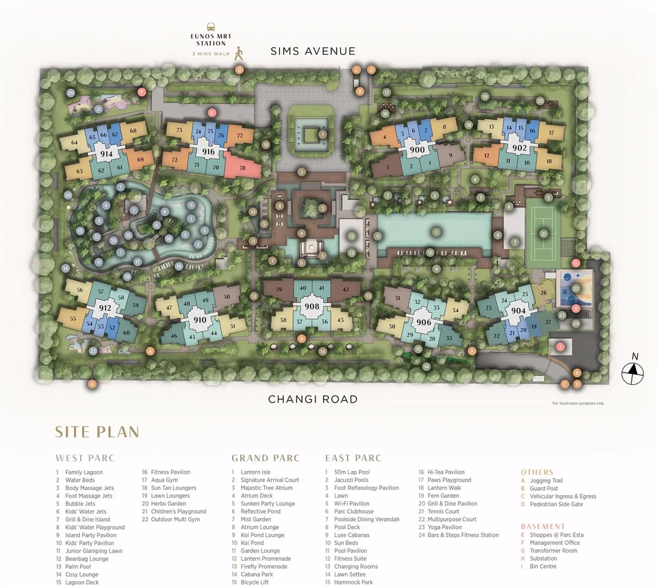 Site plan of Parc Esta in Singapore
