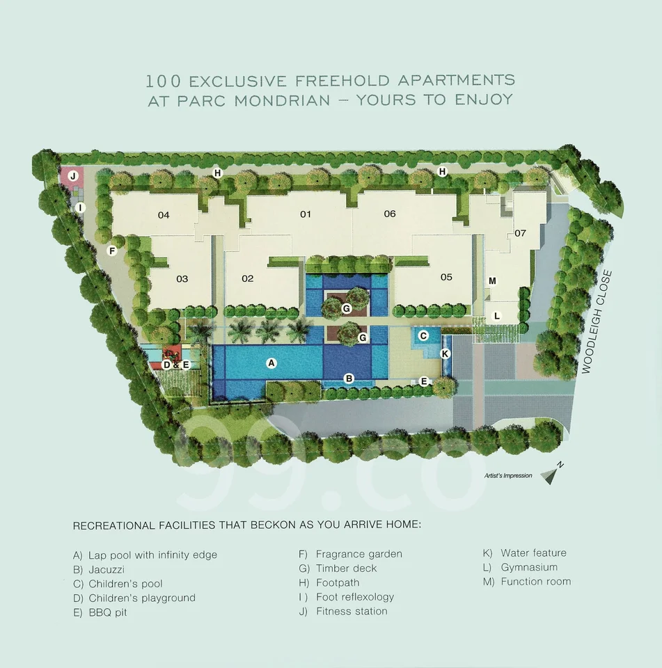 Site plan of Parc Mondrian in Singapore