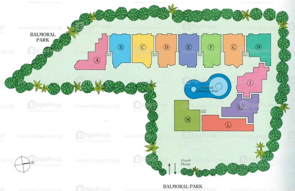 Site plan of Pinetree Condominium in Singapore