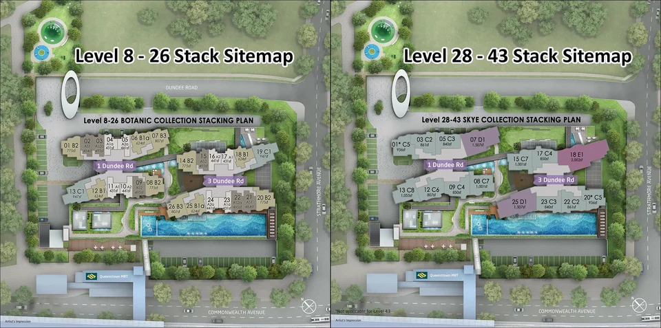 Site plan of Queens Peak in Singapore