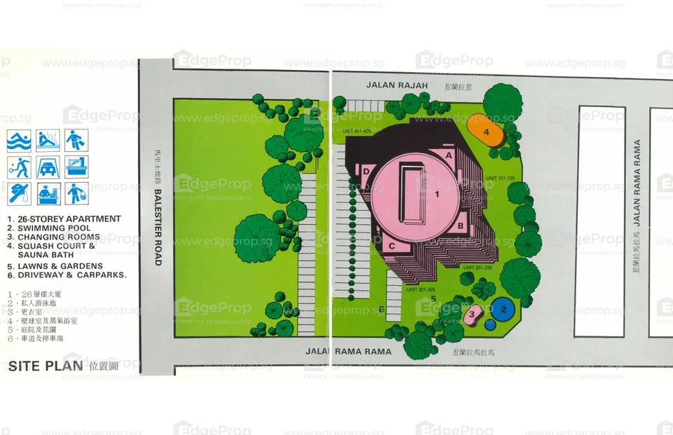 Site plan of Rajah Towers in Singapore