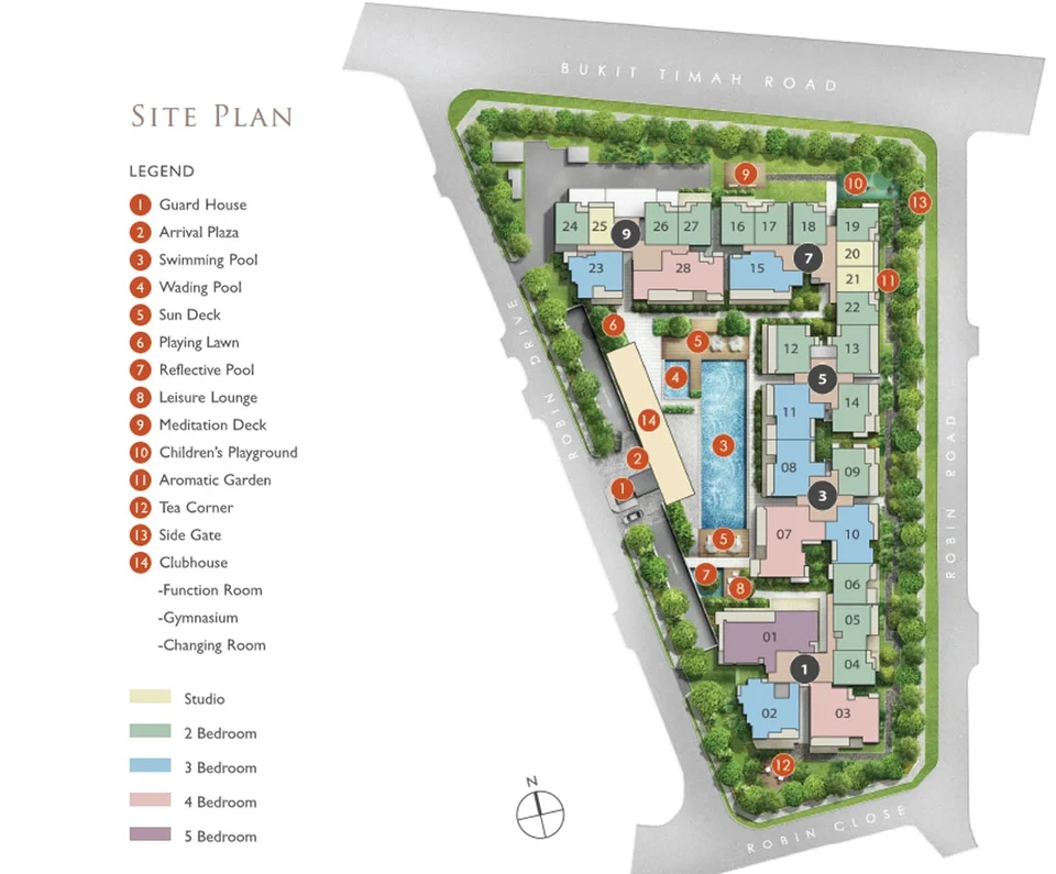 Site plan of Robin Residences in Singapore