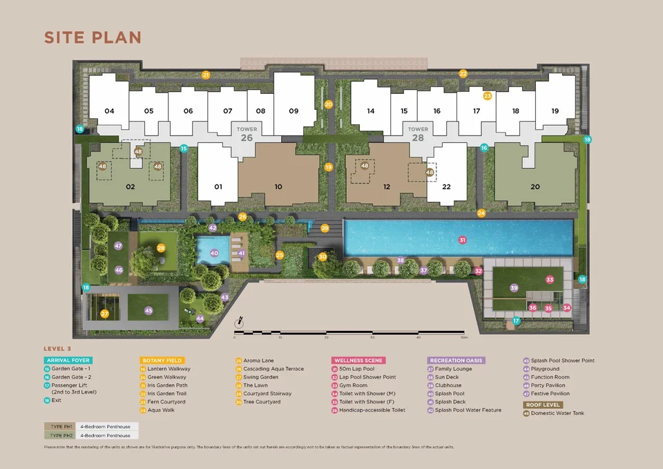 Site plan of Sceneca Residence in Singapore