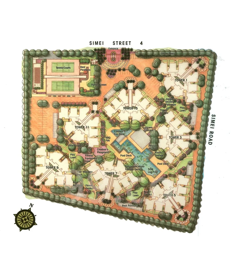 Site plan of Simei Green Condominium in Singapore