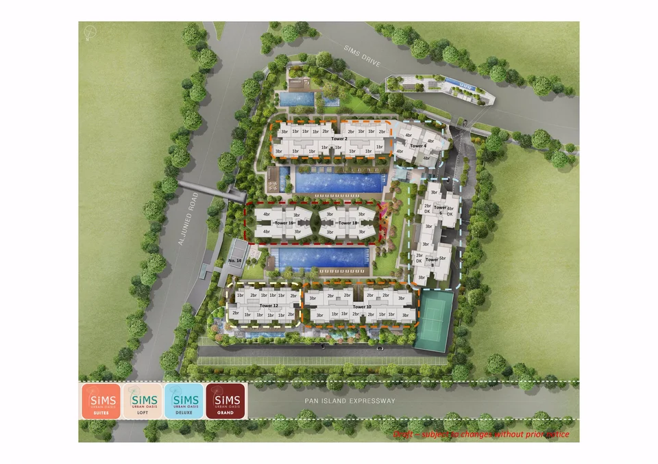 Site plan of Sims Urban Oasis in Singapore