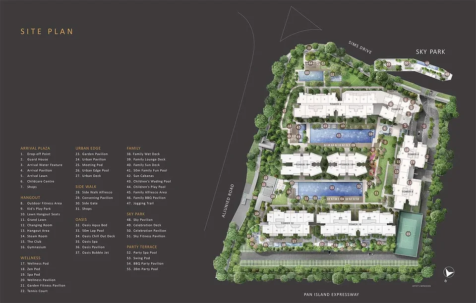 Site plan of Sims Urban Oasis in Singapore
