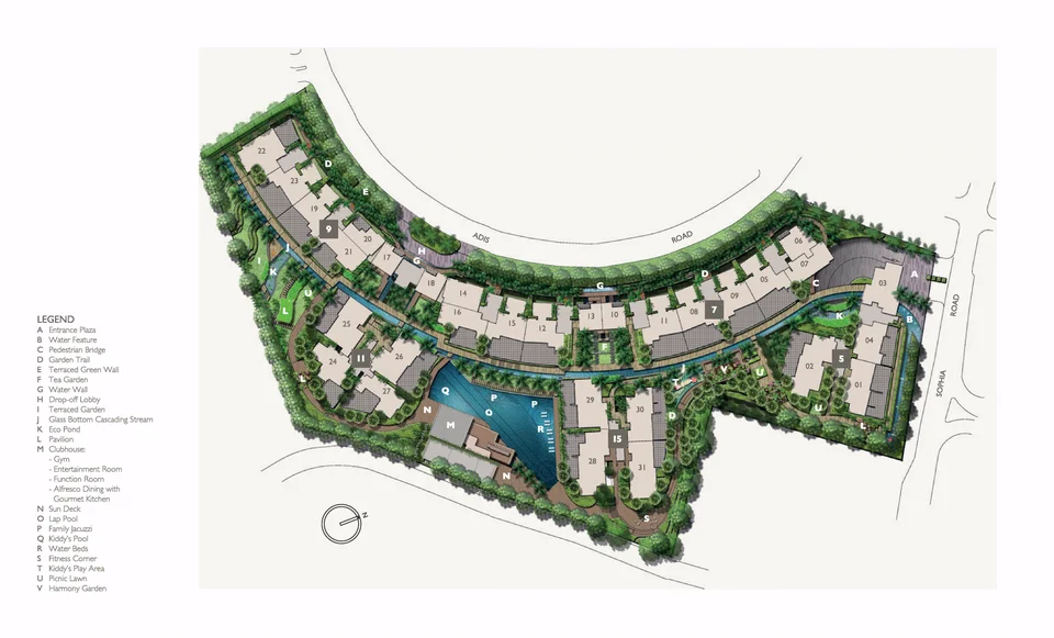 Site plan of Sophia Residence in Singapore