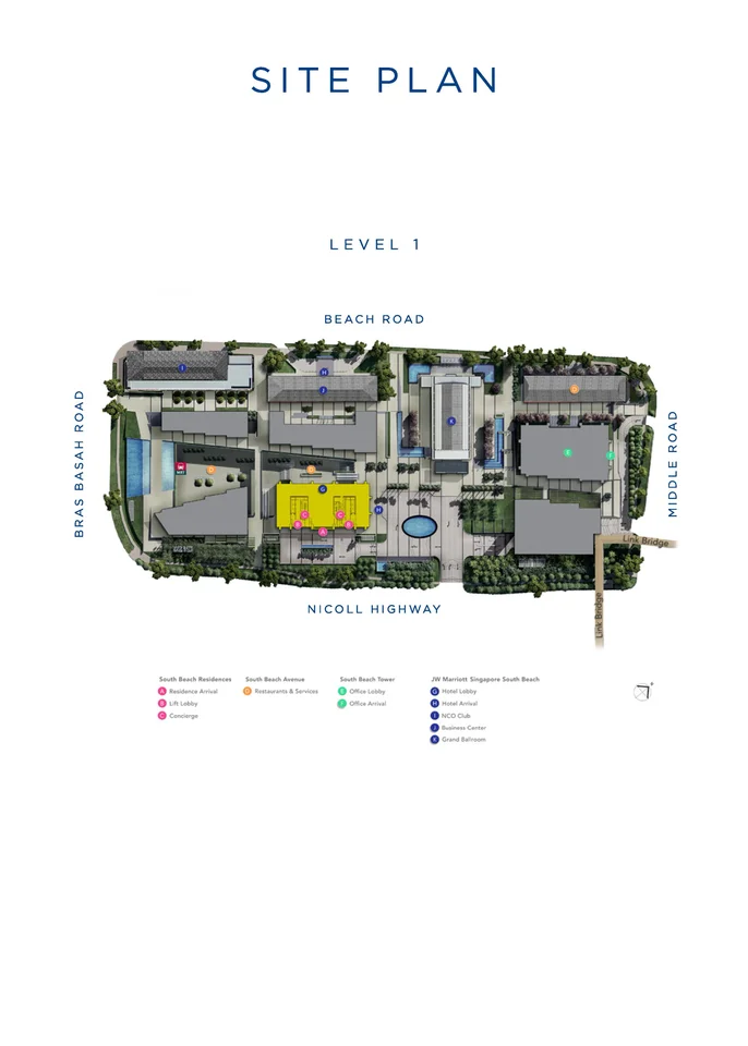 Site plan of South Beach Residences in Singapore