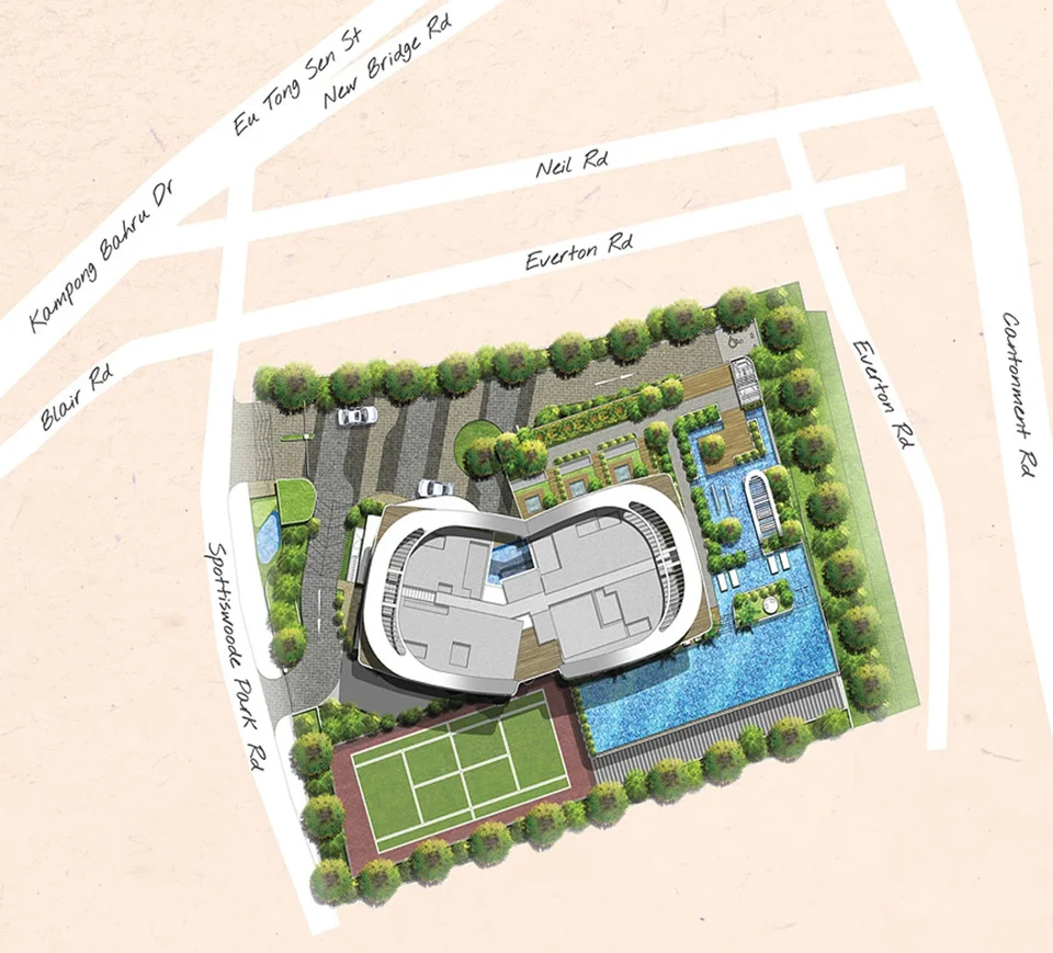Site plan of Spottiswoode Suites in Singapore