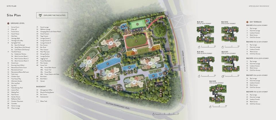 Site plan of Springleaf Residence in Singapore
