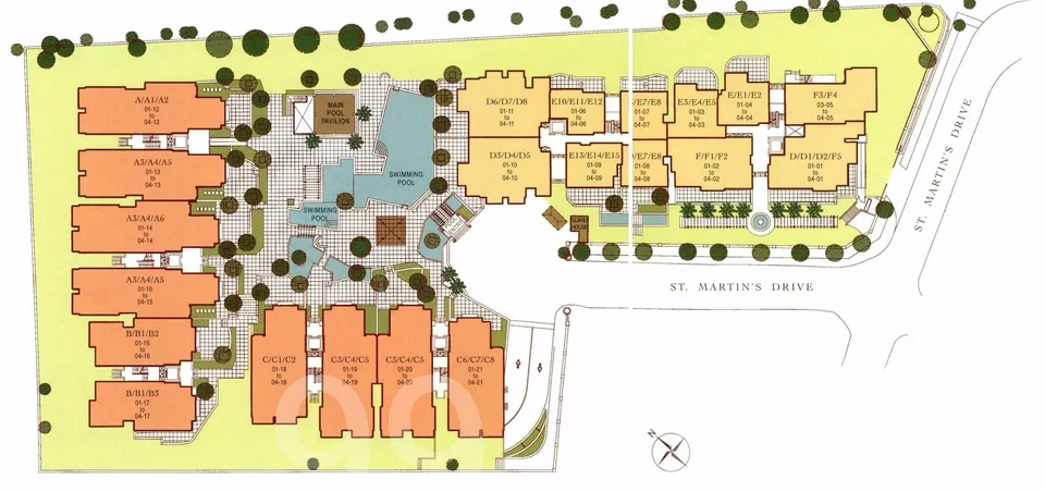 Site plan of St Martin Residence in Singapore