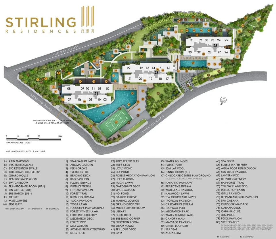Site plan of Stirling Residences in Singapore