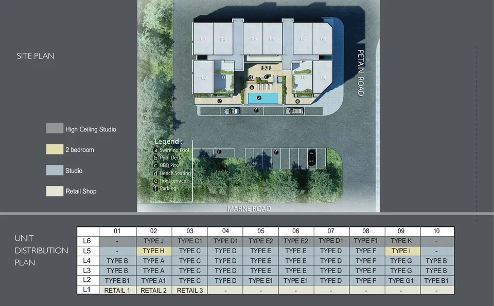 Site plan of Studios @MARNE in Singapore