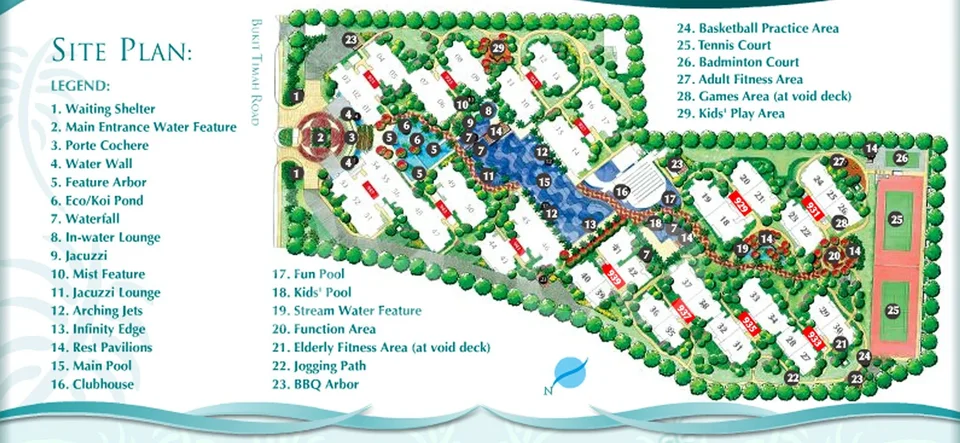 Site plan of The Cascadia in Singapore