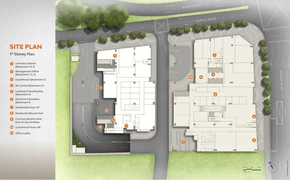 Site plan of The Collective At One Sophia in Singapore