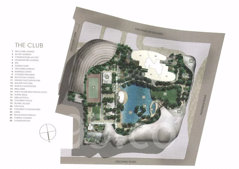 Site plan of The Orchard Residences in Singapore