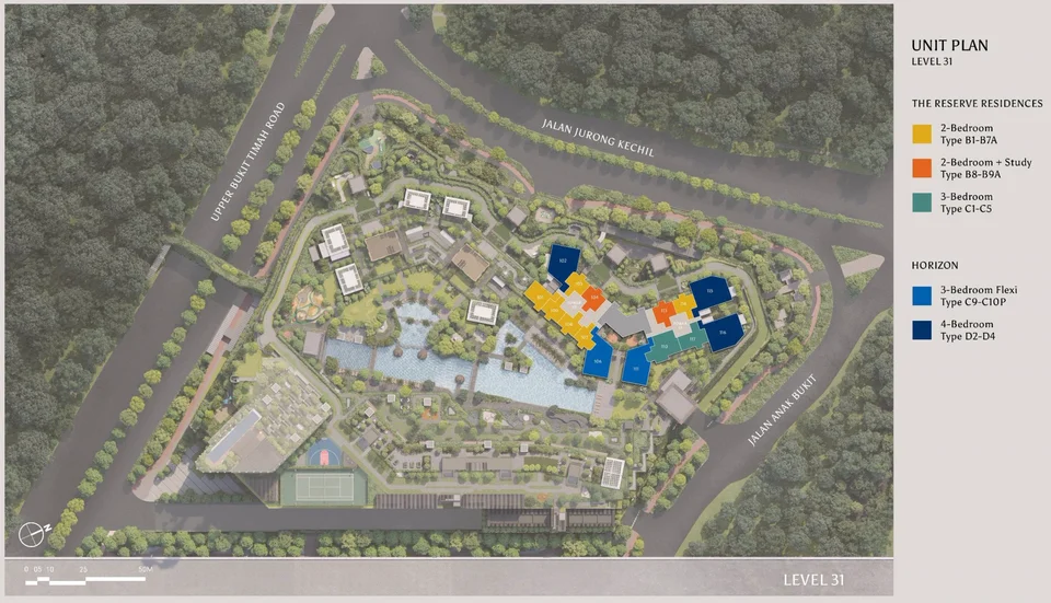 Site plan of The Reserve Residences in Singapore