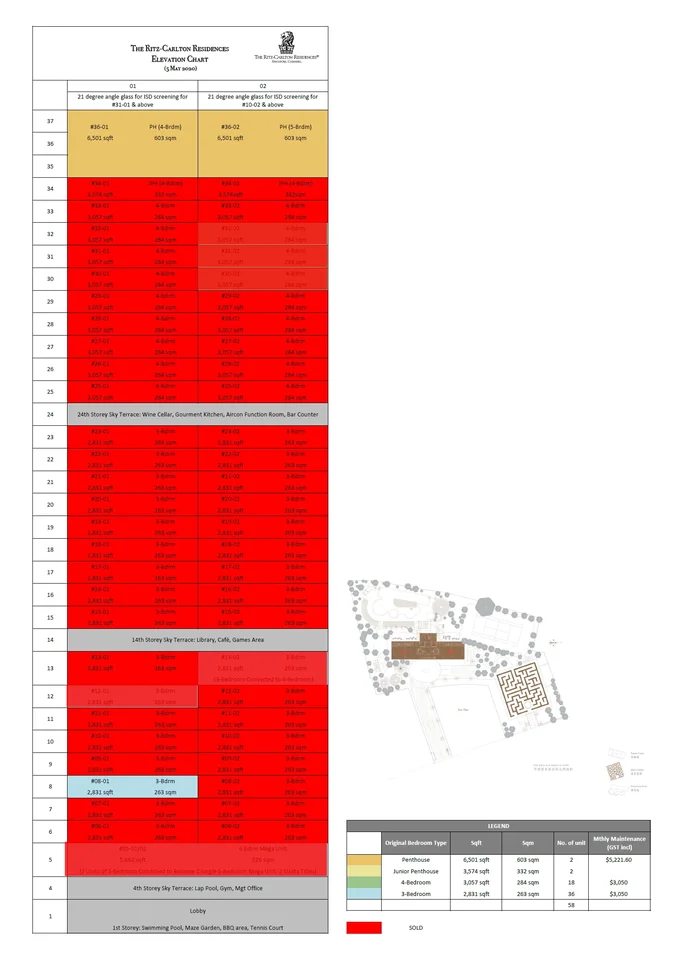 Site plan of The Ritz-Carlton Residences Singapore Cairnhill in Singapore