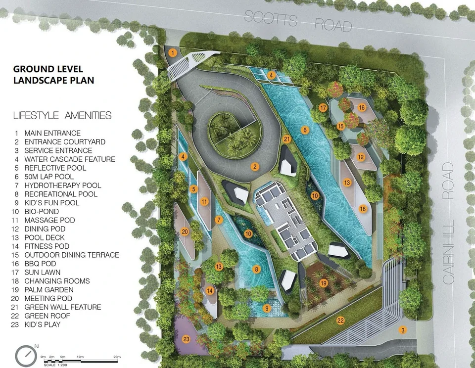 Site plan of The Scotts Tower in Singapore