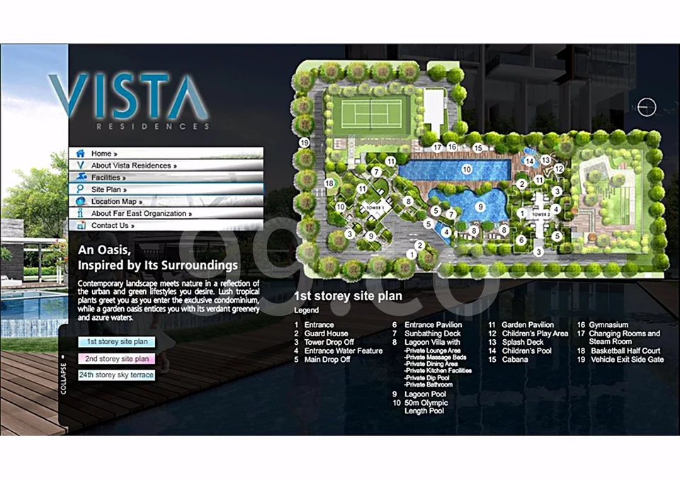 Site plan of Vista Residences in Singapore