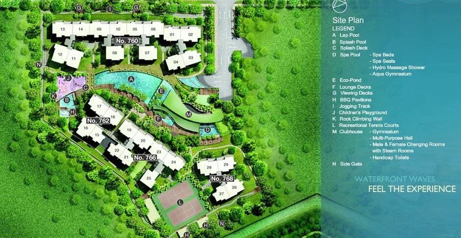 Site plan of Waterfront Waves in Singapore