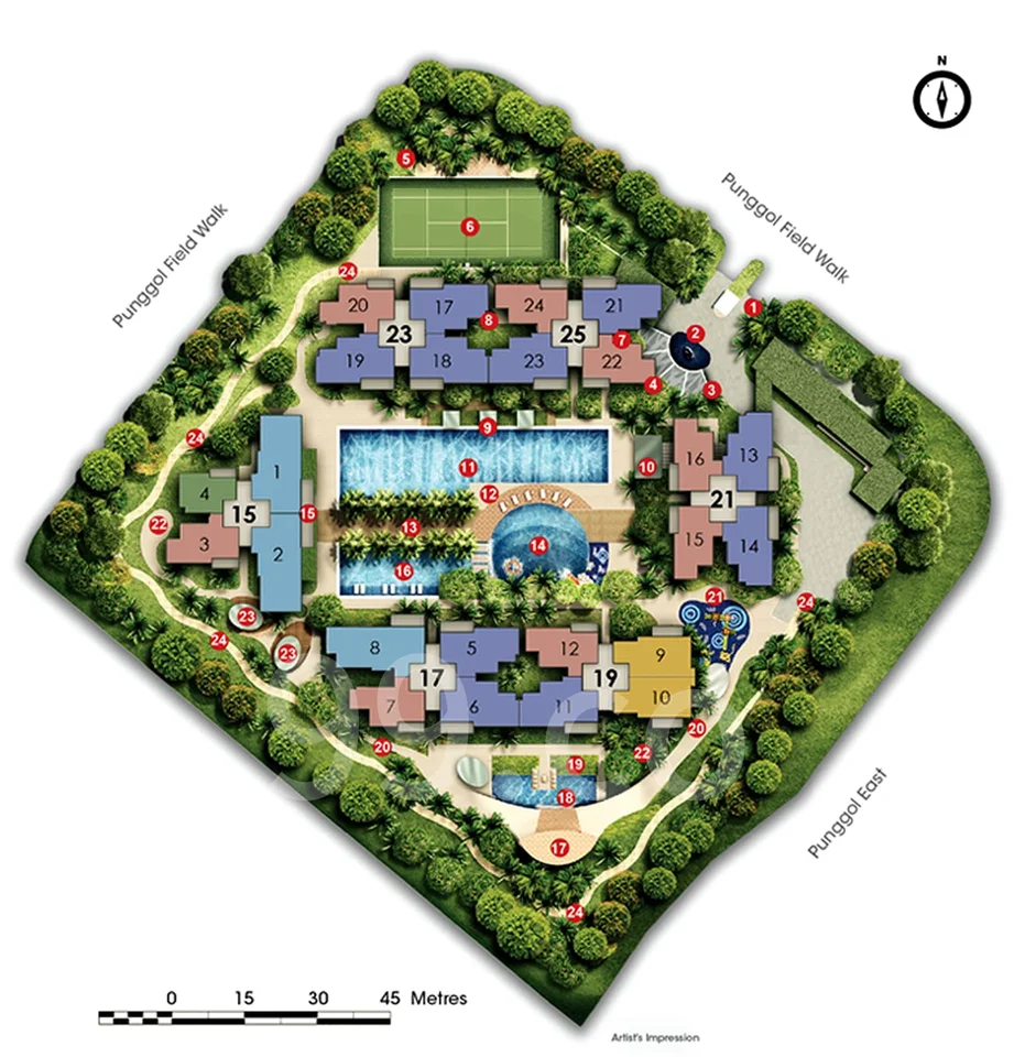 Site plan of Waterwoods in Singapore